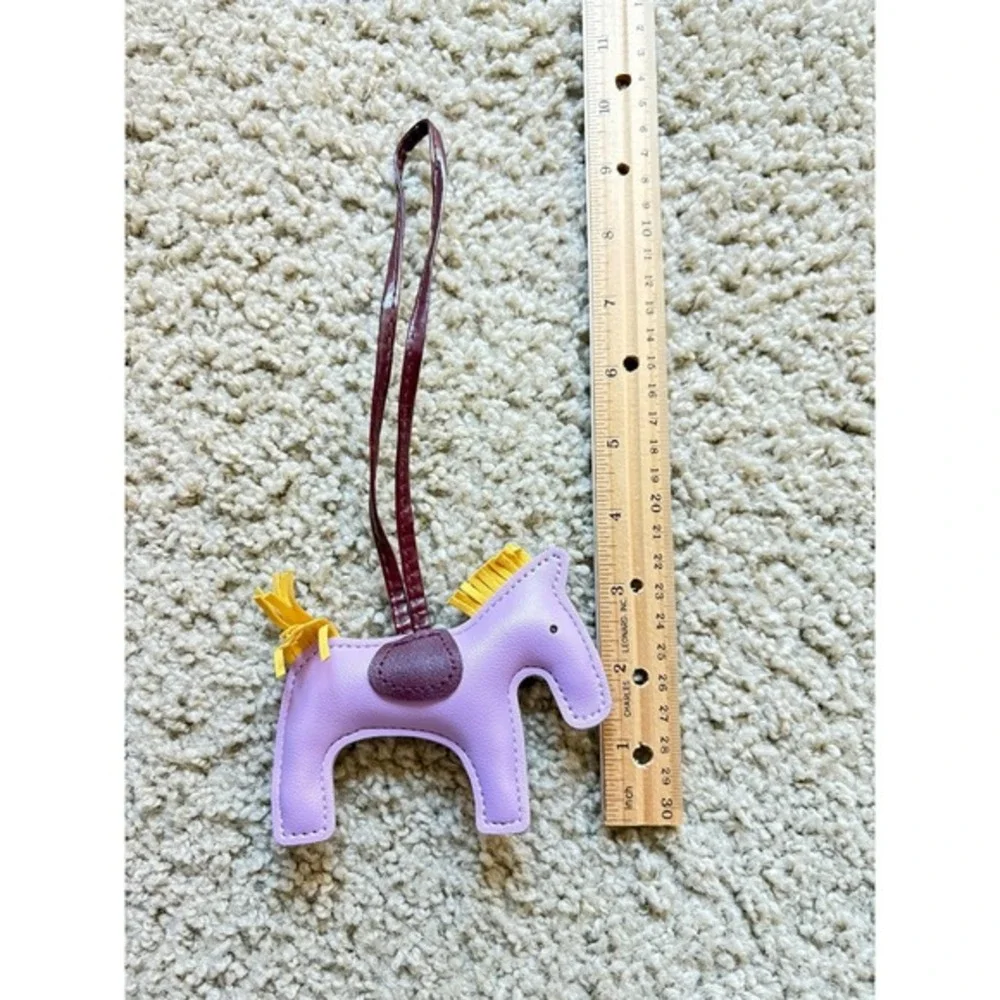 Lavender Faux Leather Horse pony‎ Bag Charm Keychain Accessory New